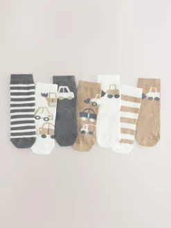 Next Neutral Transport Cotton Rich Socks 7 Pack^BOY Socks & Tights|Socks & Tights