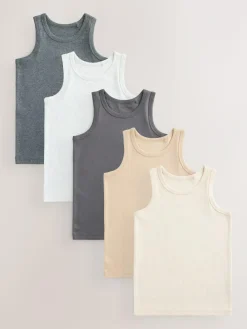Next Neutral Vests 5 Pack (1.5-16yrs)^BOY Multipacks|Baby Boys