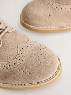 Best Next Wide Fit (G) Smart Leather Brogue Shoes Neutral