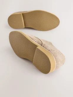 Best Next Wide Fit (G) Smart Leather Brogue Shoes Neutral