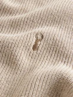 New Next Neutral With Stag Cotton Crew Neck Knitted Jumper (3-16yrs)