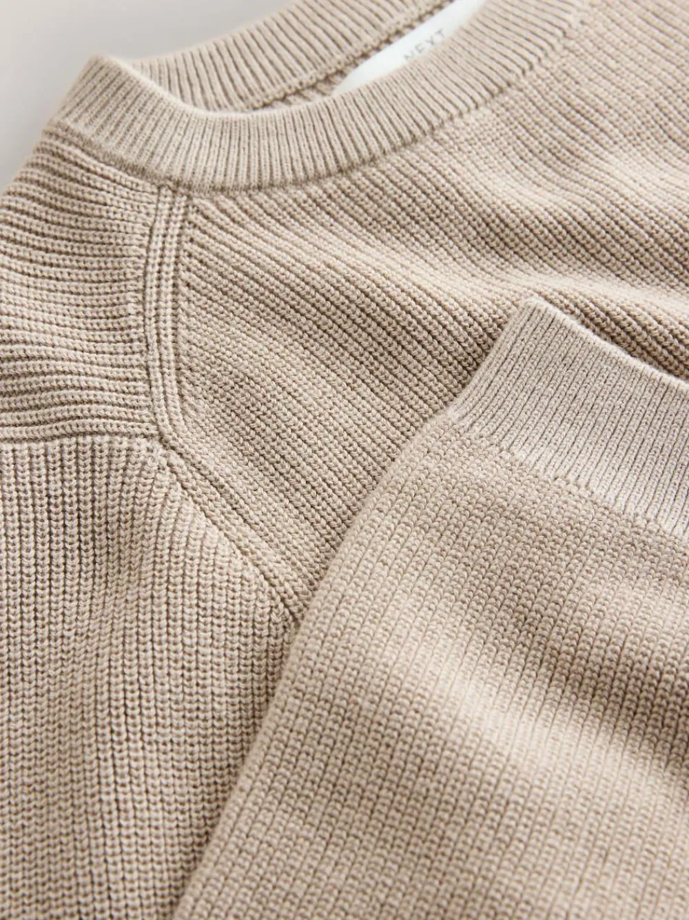 New Next Neutral With Stag Cotton Crew Neck Knitted Jumper (3-16yrs)