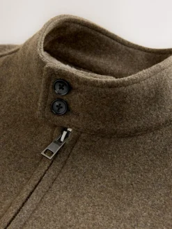 Next Neutral Wool Look Borg Lined Harrington Jacket^ Coats & Jackets|Coats & Jackets