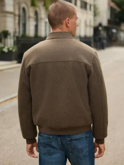 Next Neutral Wool Look Borg Lined Harrington Jacket^ Coats & Jackets|Coats & Jackets