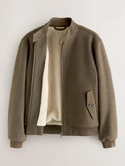 Next Neutral Wool Look Borg Lined Harrington Jacket^ Coats & Jackets|Coats & Jackets