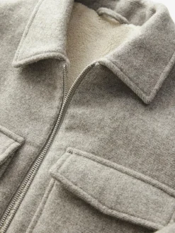 Next Neutral Wool Rich Borg Lined Shacket^ Blazers & Formal Jackets|Coats & Jackets
