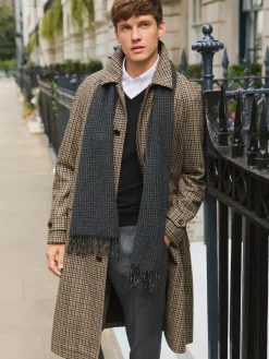 Best Next Neutral Wool Rich Italian Fabric Dogtooth Check Coat