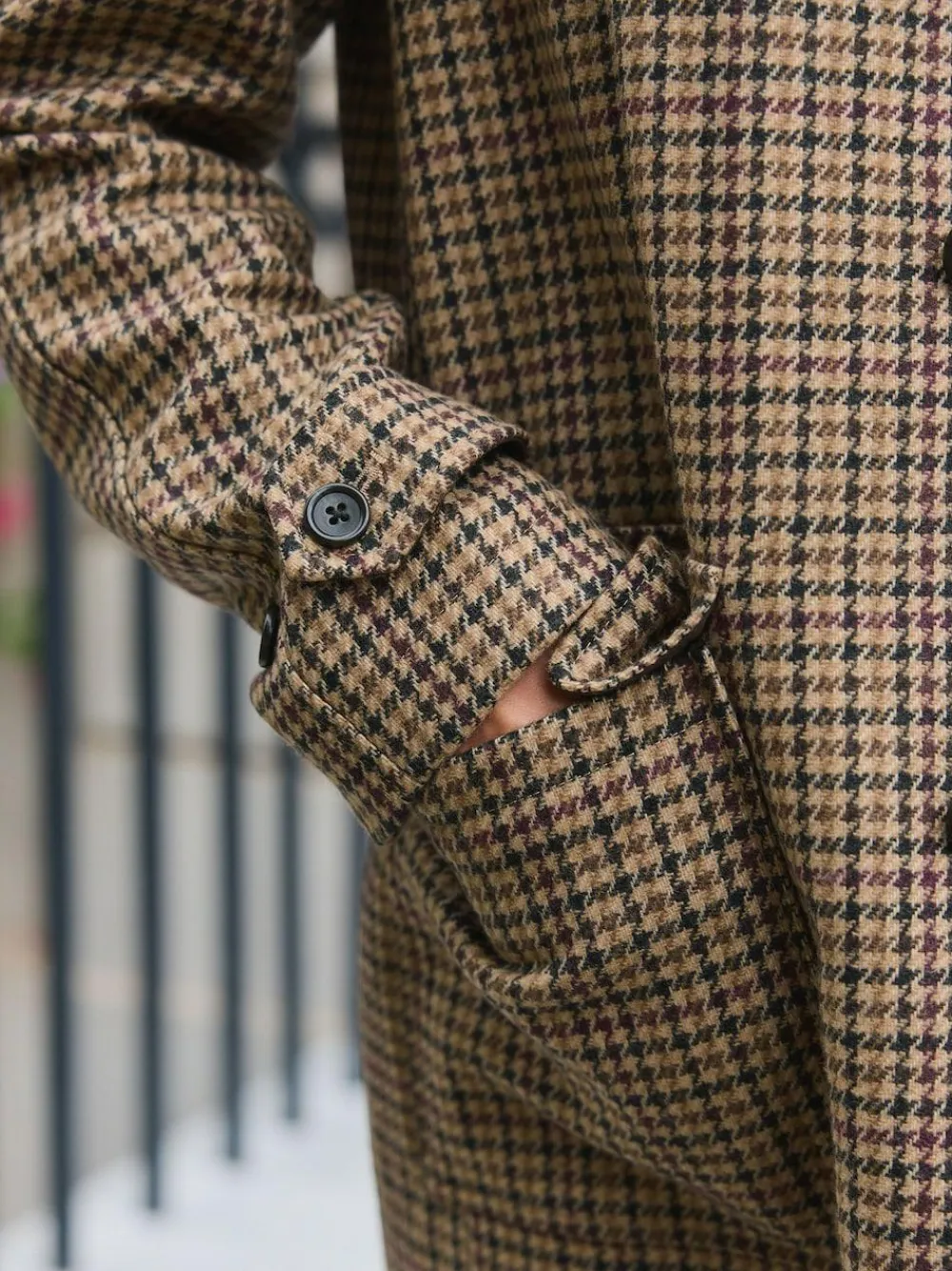 Best Next Neutral Wool Rich Italian Fabric Dogtooth Check Coat