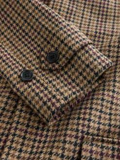 Best Next Neutral Wool Rich Italian Fabric Dogtooth Check Coat