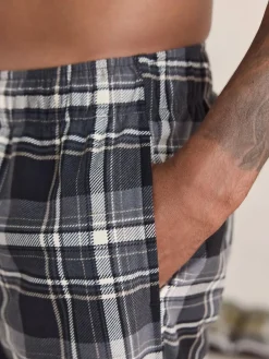 Next Neutral/Black Check Motionflex Cosy Open Hem Pyjama Bottoms 2 Pack^ Pyjamas