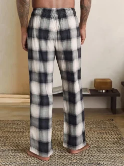Next Neutral/Black Check Motionflex Cosy Open Hem Pyjama Bottoms 2 Pack^ Pyjamas