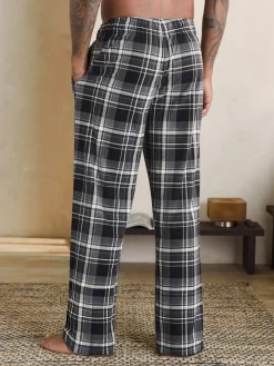 Next Neutral/Black Check Motionflex Cosy Open Hem Pyjama Bottoms 2 Pack^ Pyjamas