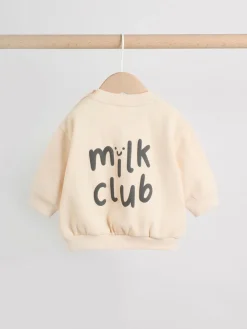 Sale Next Neutral/Cow Milk Club Printed Sweat and Leggings Baby Set (0mths-2yrs)