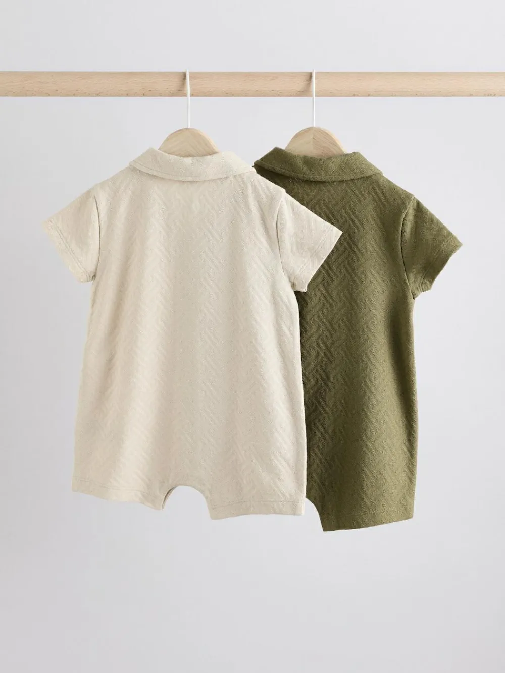 Best Next Neutral/Khaki Textured Baby Rompers 2 Pack