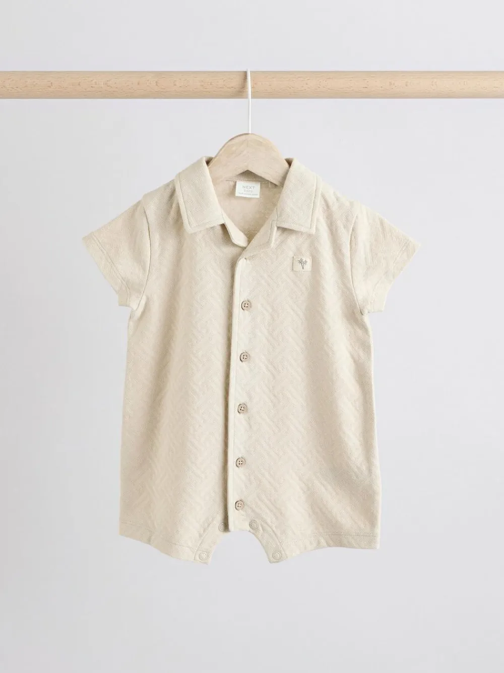 Best Next Neutral/Khaki Textured Baby Rompers 2 Pack