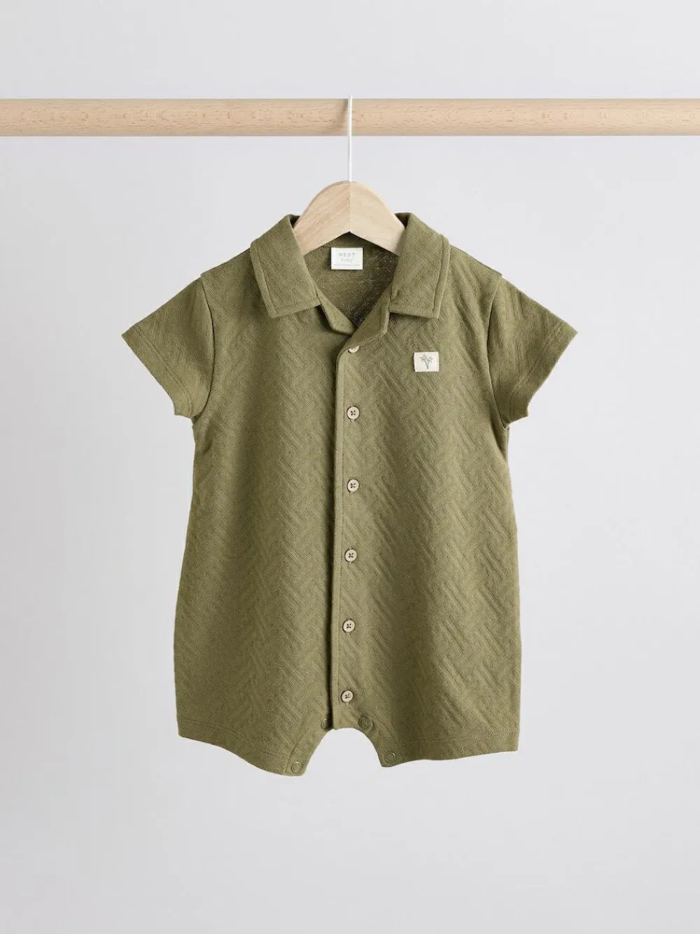 Best Next Neutral/Khaki Textured Baby Rompers 2 Pack