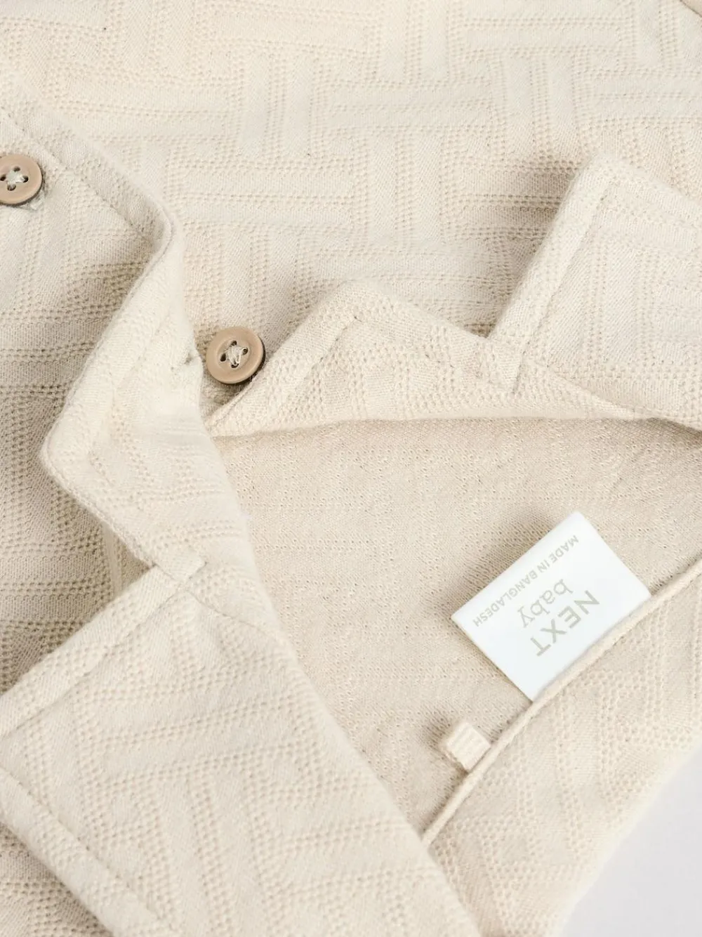 Best Next Neutral/Khaki Textured Baby Rompers 2 Pack