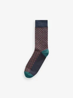 Next Pattern Smart Socks 5 Pack Neutral/Navy