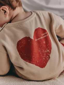 Next Neutral/Red Heartbreaker Sweatshirt and Leggings Baby Set (0mths-2yrs)^BOY Sweatshirts & Hoodies|Sets & Co-Ords
