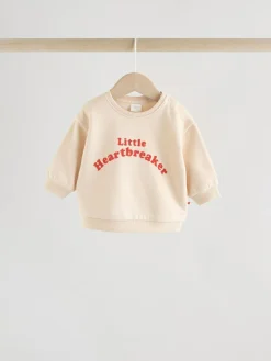 Next Neutral/Red Heartbreaker Sweatshirt and Leggings Baby Set (0mths-2yrs)^BOY Sweatshirts & Hoodies|Sets & Co-Ords