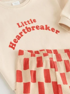 Next Neutral/Red Heartbreaker Sweatshirt and Leggings Baby Set (0mths-2yrs)^BOY Sweatshirts & Hoodies|Sets & Co-Ords