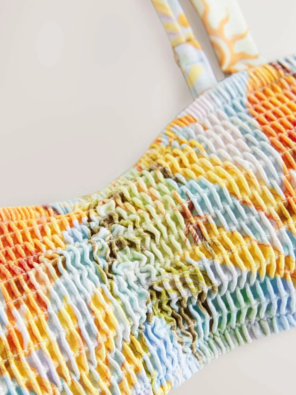 Never Fully Dressed Blue Sun Shirred Bandeau Bikini Top^Women Swimwear