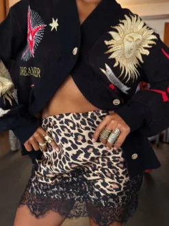 Hot Never Fully Dressed Brown Leopard Print Lace Maeva Skirt