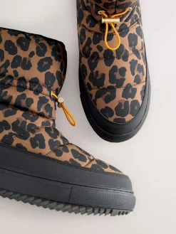 Never Fully Dressed Burgundy Leopard Nylon Padded Boots^Women Boots & Wellies|Boots