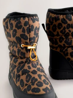 Never Fully Dressed Burgundy Leopard Nylon Padded Boots^Women Boots & Wellies|Boots