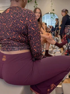 Best Never Fully Dressed Cotton Flare Leggings Burgundy Embroidered