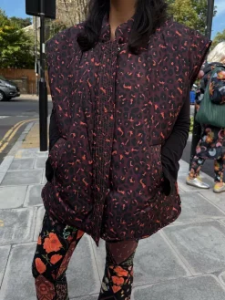 Discount Never Fully Dressed Burgundy Leopard Padded Gilet
