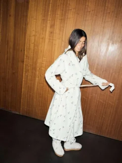 Hot Never Fully Dressed Cream Ski Print Waffle Robe