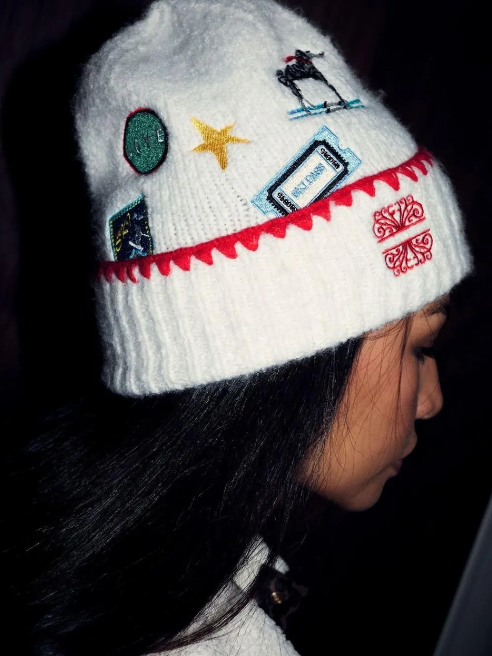 Never Fully Dressed Cream Embroidered Beanie^Women Hats|Hats, Gloves & Scarves