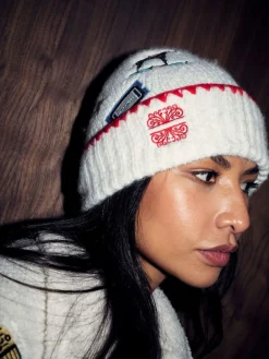 Never Fully Dressed Cream Embroidered Beanie^Women Hats|Hats, Gloves & Scarves