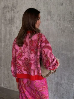 Never Fully Dressed Pink Paisley Oslo Cardigan^Women Knitwear|Knitwear