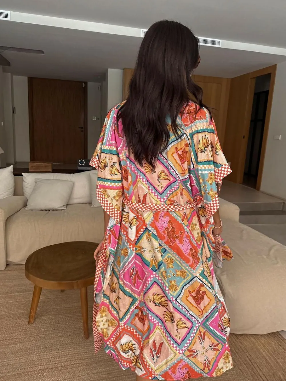 Never Fully Dressed Pink/Orange Cotton Blend Kimono^Women Swimwear