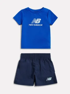Clearance New Balance Blue Athletic T-Shirt & Nylon Short Set