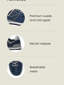 New Balance Navy Blue Mens 574 Trainers^ Sneakers