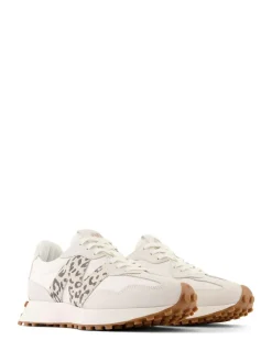 Outlet New Balance White/Leopard Print 327 Trainers