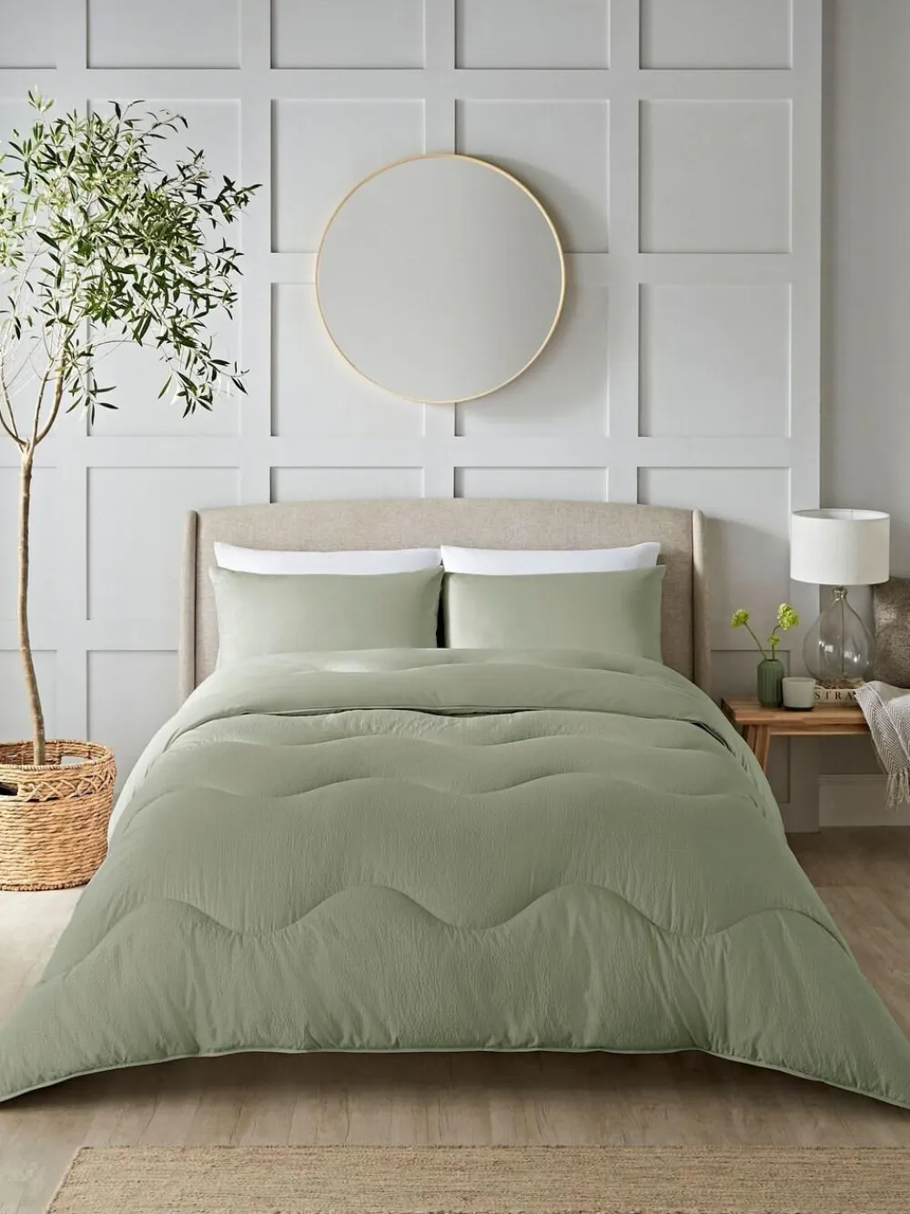Night Lark Green Seersucker Coverless Duvet Set^ Duvets & Pillows|Comforters & Pillows