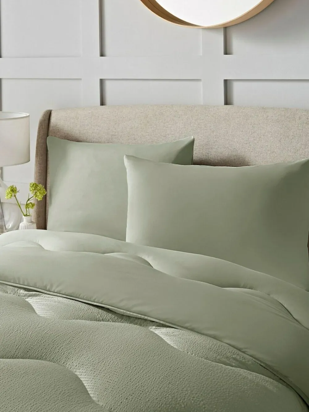 Night Lark Green Seersucker Coverless Duvet Set^ Duvets & Pillows|Comforters & Pillows