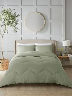 Best Night Lark Green Seersucker Coverless Duvet Set