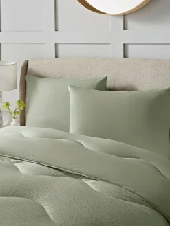 Best Night Lark Green Seersucker Coverless Duvet Set