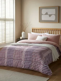 Night Lark Rosy Stripe Pink 10.5 Tog Coverless Duvet and Pillowcase Set^ Duvets & Pillows|Comforters & Pillows