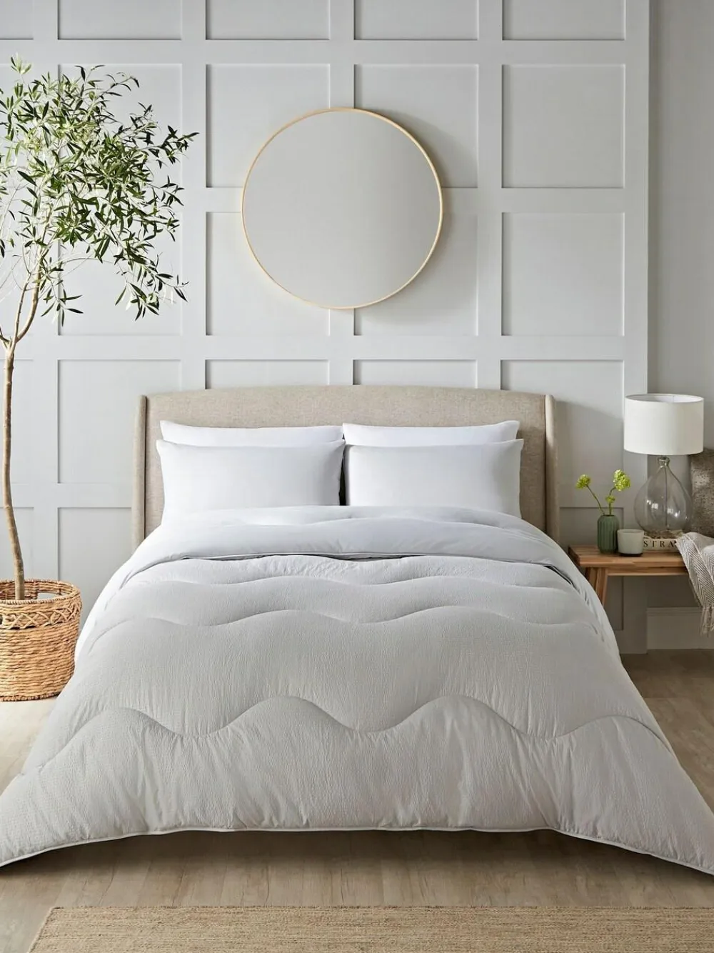 Discount Night Lark Seersucker Coverless Duvet and Pillowcase 4.5 Tog Set Nordic Mist Grey