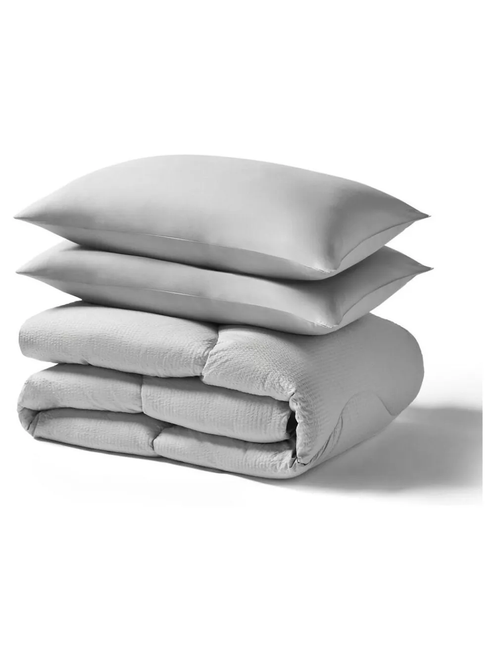 Discount Night Lark Seersucker Coverless Duvet and Pillowcase 4.5 Tog Set Nordic Mist Grey