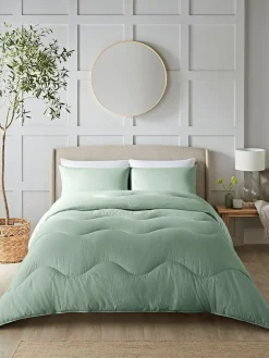 Sale Night Lark Seersucker Coverless Duvet and Pillowcase 4.5 Tog Set Meadow Green