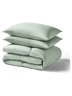 Sale Night Lark Seersucker Coverless Duvet and Pillowcase 4.5 Tog Set Meadow Green