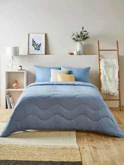 Discount Night Lark Tufted Dot Coverless 4.5 Tog Duvet and Pillowcase Set Dusk Blue