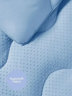 Discount Night Lark Tufted Dot Coverless 4.5 Tog Duvet and Pillowcase Set Dusk Blue